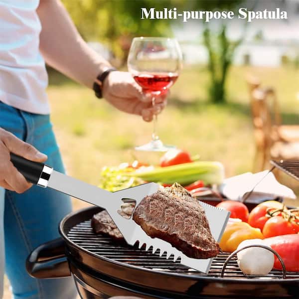 BBQ Grill Accessories Set, 4-Piece Stainless Steel Grilling Tools with  Aluminum Case, Grill Tongs, Grill Fork & Grill Spatula