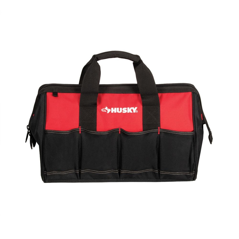 Husky 18 in. 14-Pocket Red Tool Bag with Zippered Top HD60018-TH