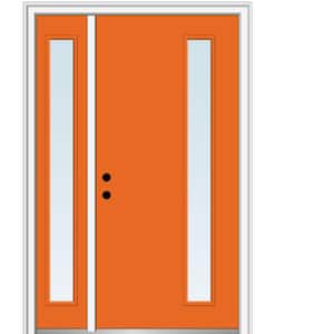 51 in. x 81.75 in. Viola Clear Low-E Right-Hand Inswing 1-Lite Midcentury Painted Steel Prehung Front Door with Sidelite