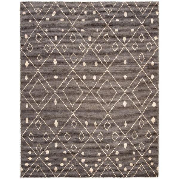 Bohemian 8 ft. x 10 ft. Gray/White Geometric Diamond Area Rug