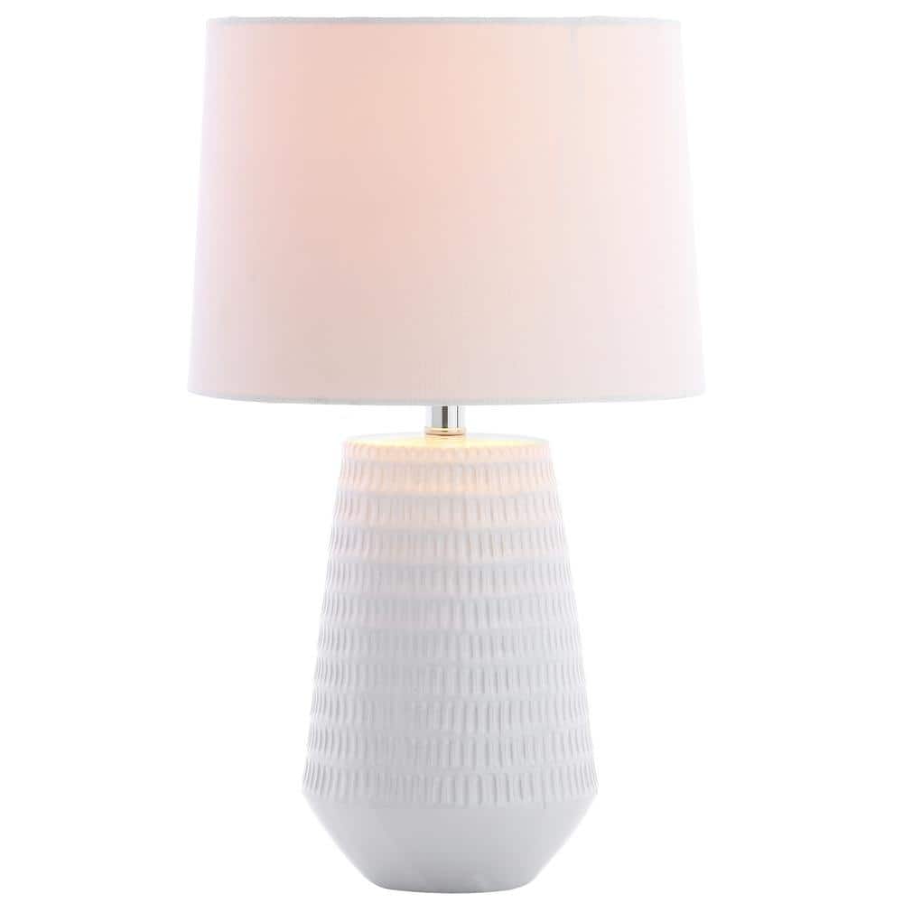 Stark White Textured Ceramic Table Lamp with Empire Shade