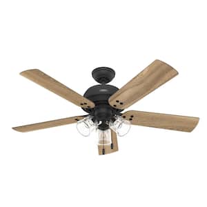 Shady Grove 52 in. Indoor Matte Black Ceiling Fan with Light Kit Included