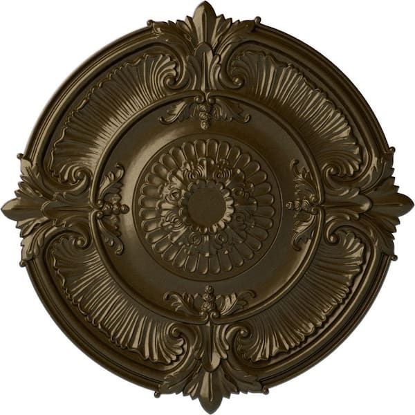 Ekena Millwork 3-1/2" x 53-1/2" x 53-1/2" Polyurethane Attica Acanthus Leaf Ceiling, Brass
