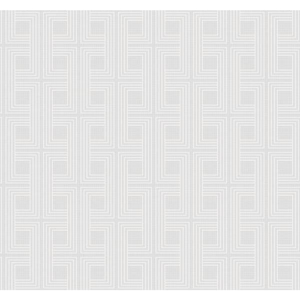 Seabrook Designs Interlocking Squares Metallic Pearl and Ivory Paper Strippable Roll (Covers 60.75 sq. ft.)