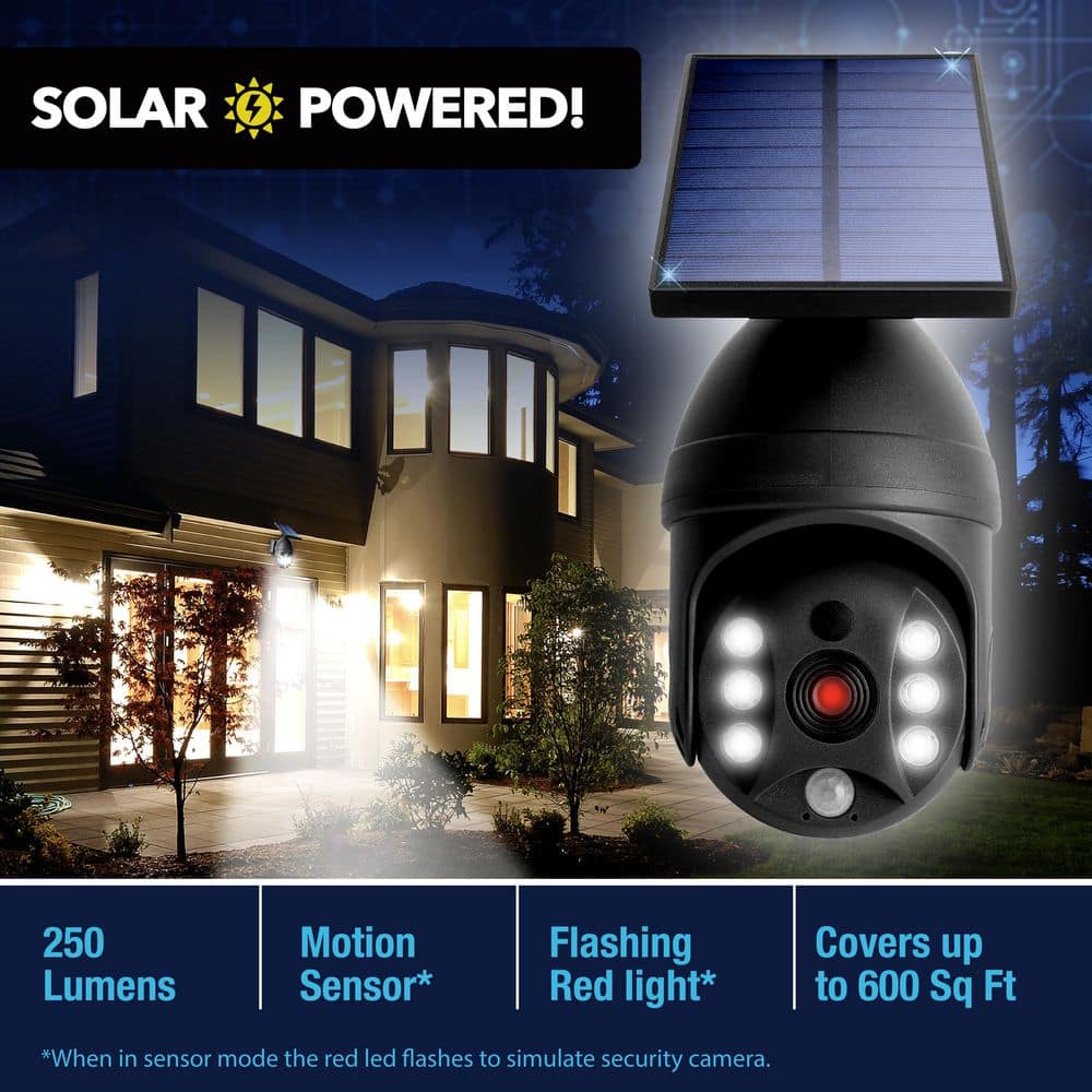 Bell & Howell Black Solar Powered Motion-Sensing LED Security Spotlight