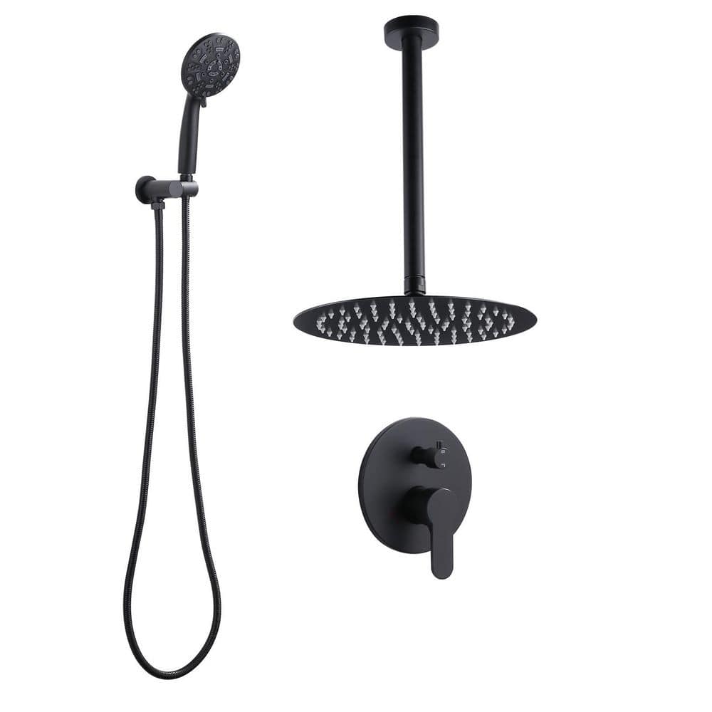 8-Spray 10 in. Dual Ceiling Mount Fixed and Handheld Shower Head 1.8 GPM Rain Shower System in Matte Black price history on PriceWatchPro