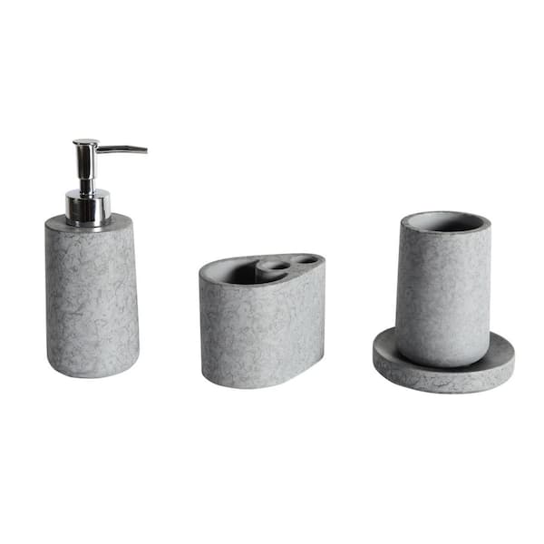 4Piece Bathroom Accessories Set in Concrete SSRD0102HARJFG The Home Depot