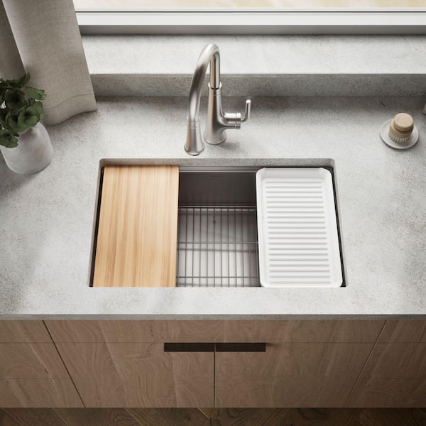Strive 29 in. Undermount Single Bowl Stainless Steel Workstation Kitchen Sink