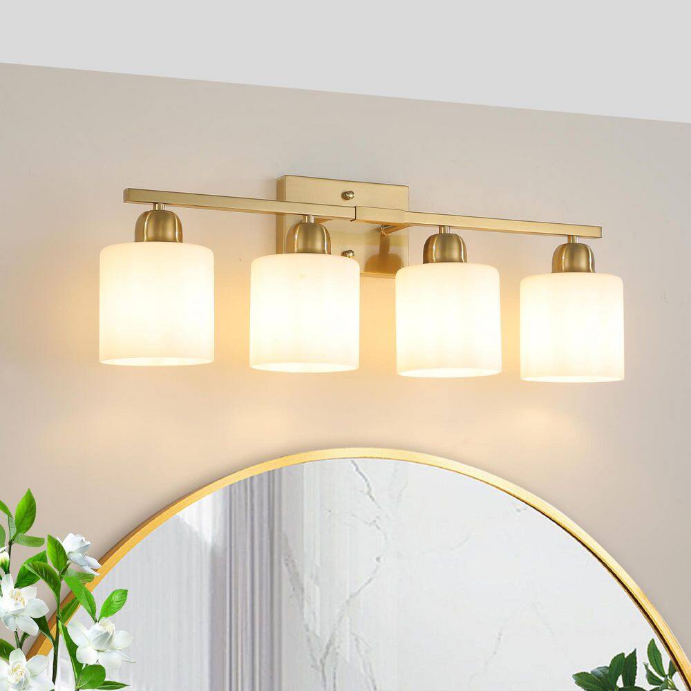 24.8 in. 4-Lights Gold LED Vanity Light Bar with Crystal Shade price history on PriceWatchPro