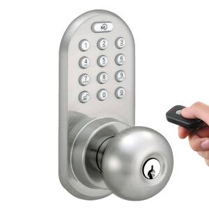 Satin Nickel Touch Pad and Remote Electronic Entry Door Knob