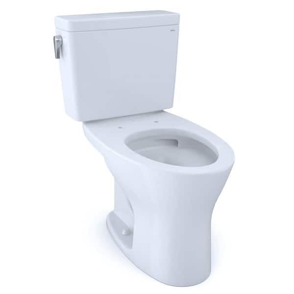 TOTO Drake 1G 10 in. Rough-In 2-Piece 1.0 GPF and 0.8 GPF Dual Flush Elongated Toilet in Cotton White, Seat not Included