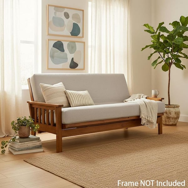 GJQKDY 74 x 54 in. Armless Polyester Rectangle Convertible Removeable Covers Memory Sofa in Moonlight Beige