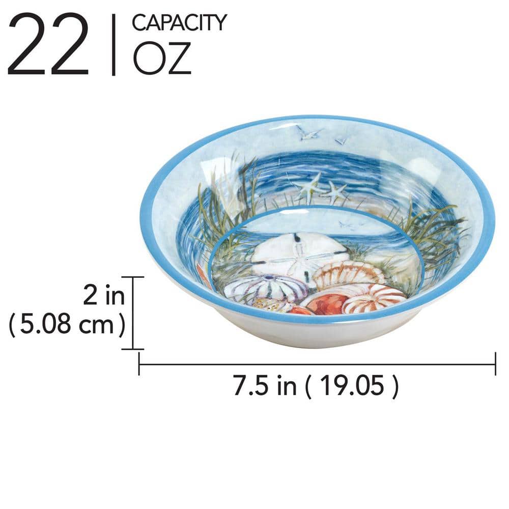 Seacoast Multicolor Melamine 7.5" All-Purpose Serving Bowls Set