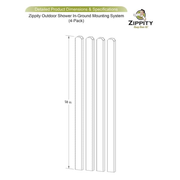 Zippity Outdoor Products 1.75 in. x 3.25 in. x 58 in. White Vinyl In-Ground Mounting System for Hampton Shower
