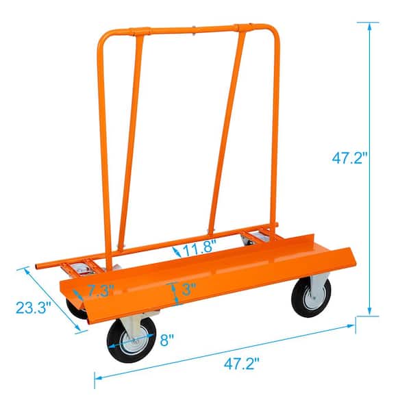 Miscool Ami Heavy-Duty Drywall Sheet Cart, Panel Dolly 1800 lbs. Load Capacity, Panel Service Cart, Casters with Brake