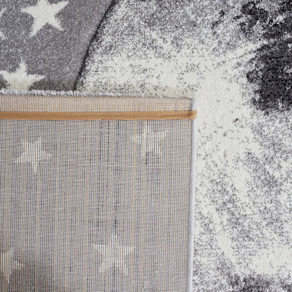 Stellar Playtime Round Non-Slip Rug for Kids - Light Grey & White, 4'x6'