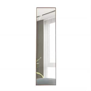 15 in. W x 58 in. H Brown Solid Wood Frame Full Length Mirror, Wall Mounted