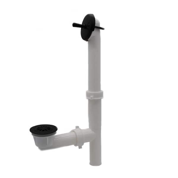 Westbrass 1-1/2 in. White Poly Tubular Trip Lever Drain Kit, Matte Black