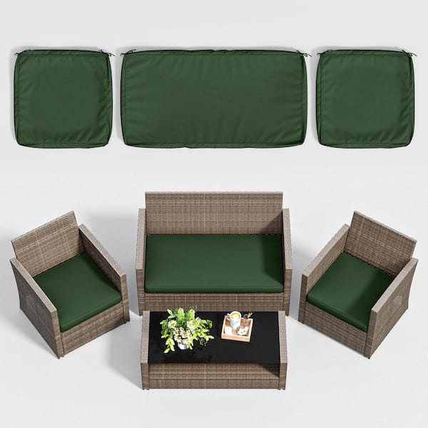 3-Piece 36 x 18 in. & 18 x 18 in. Outdoor Cushion Covers Replacement with Zipper Green