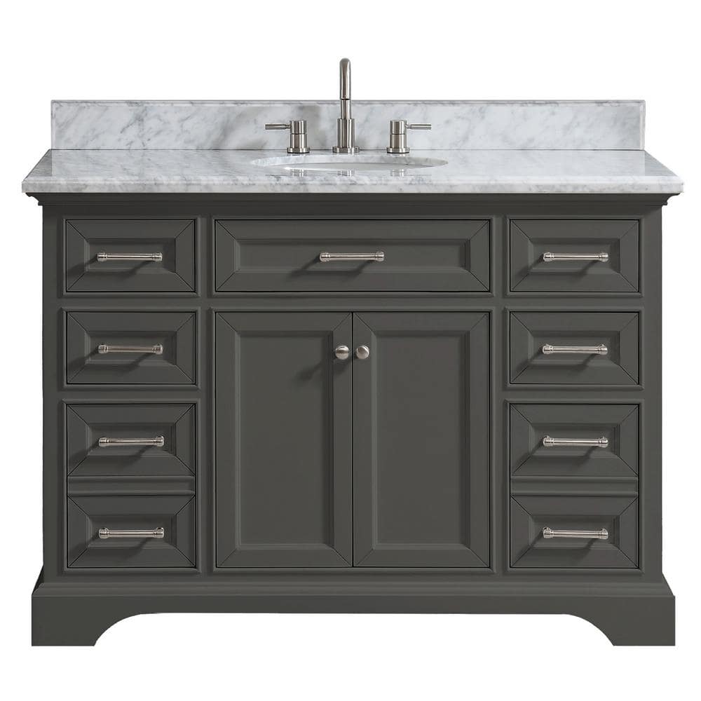 Reviews For Home Decorators Collection Windlowe 49 In W X 22 In D X 35 In H Bath Vanity In Gray With Carrara Marble Vanity Top In White With White Sink