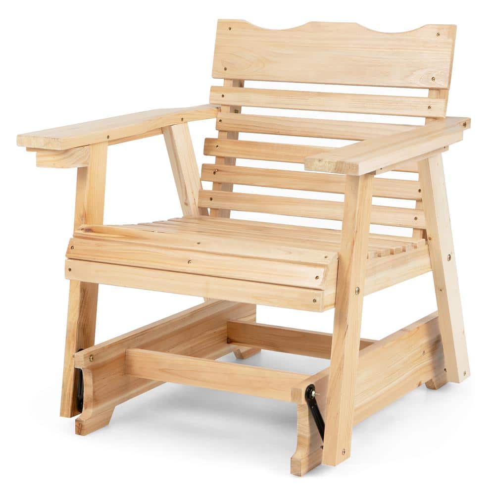 Costway 330 lbs. Natural Patio Wood Slat Outdoor Rocking