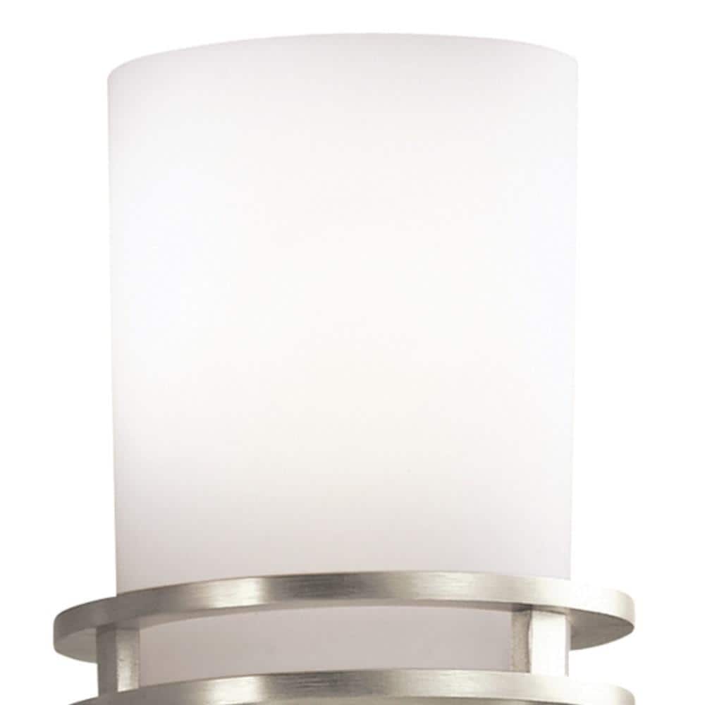 Brushed Nickel 4-Light Modern Bathroom Vanity with White Glass Shades