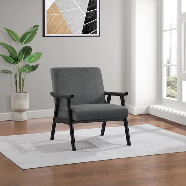 Weldon Charcoal Fabric Arm Chair with Black Finished Frame