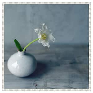 "Single Bloom in Vase" by Sarah Gardner 1-Piece Floater Frame Giclee Home Canvas Art Print 30 in. x 30 in.