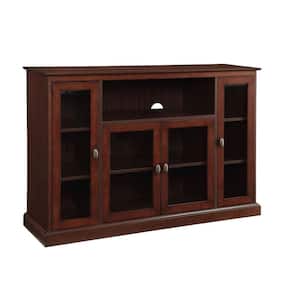 16 in. Espresso Wood TV Stand Fits TVs Up to 50 in. with Storage Doors