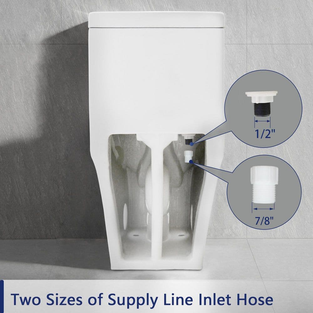 White Ceramic Elongated Dual Flush One-Piece Toilet