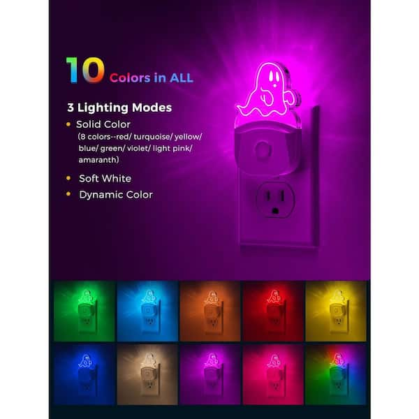 Night Lights Plug Into Wall [2 Pack], Color Changing Night Light for Kids,  8-Color RGB LED Nightlight with Dusk to Dawn Sensor for Bathroom Decor,  Children Room, Gift 