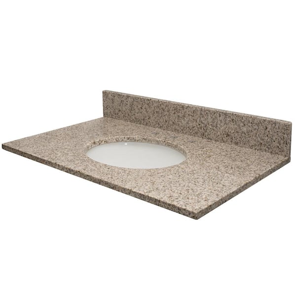 MarCraft Vista 61 in. W x 22 in. D Granite Double Oval Basin Vanity Top in Granola with White Basin