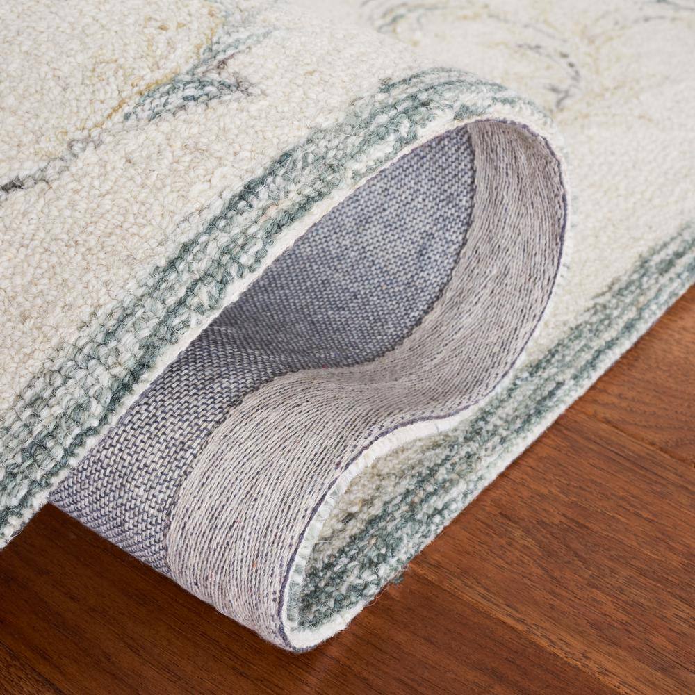 Ivory and Sage Floral Handmade Wool Tufted Area Rug, 3' x 5'