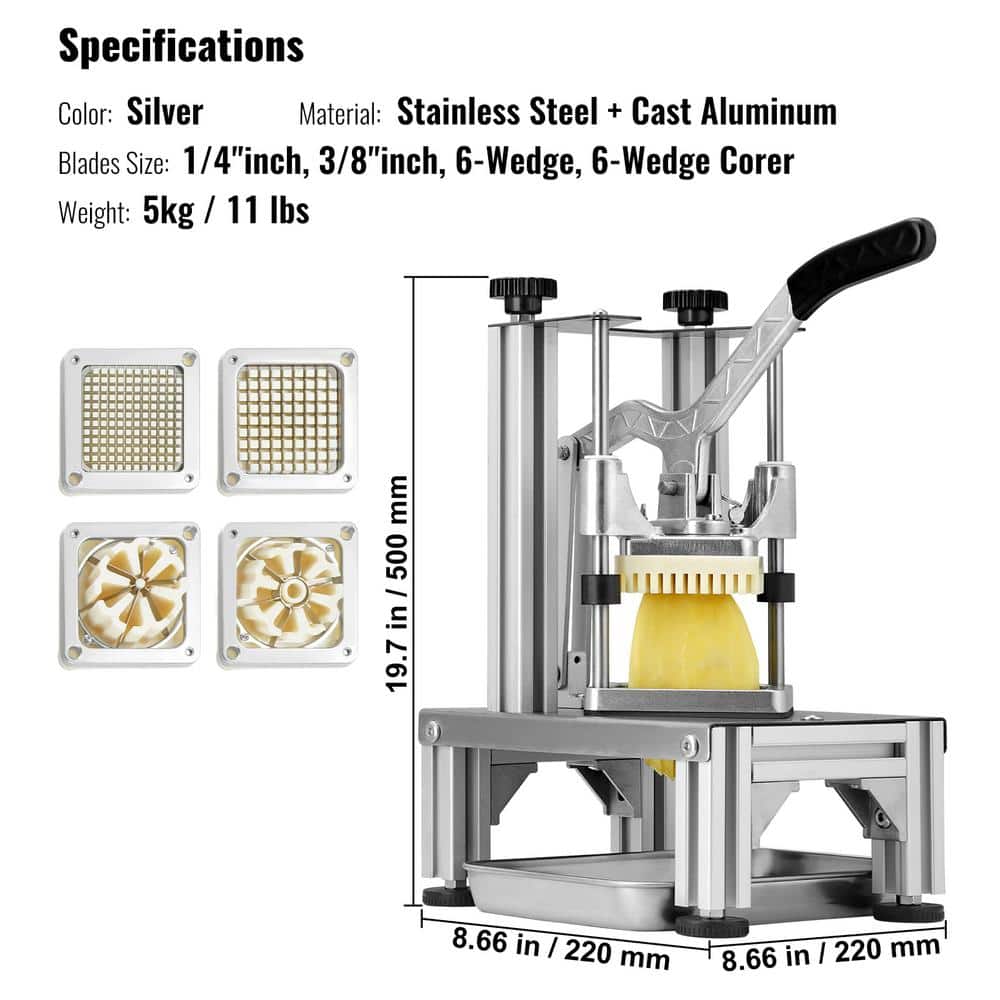 Heavy-Duty Silver Commercial Vegetable Chopper with 4 Blades