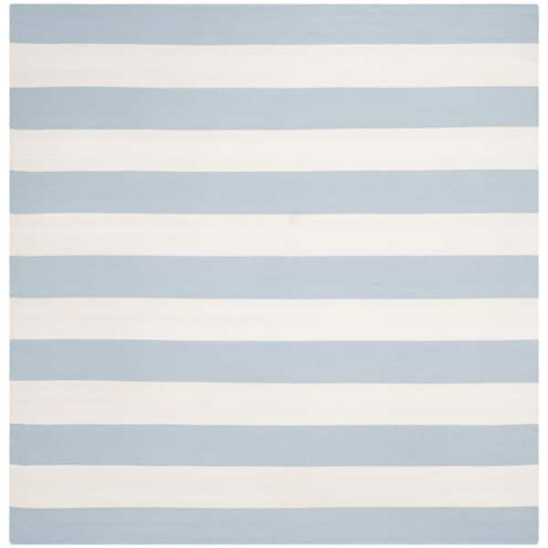 Montauk Sky Blue/Ivory 6 ft. x 6 ft. Square Striped Area Rug
