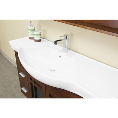 Ben 48 in. W x 18.9 in. D Single Bath Vanity in Walnut with Ceramic Top in White with White Basin