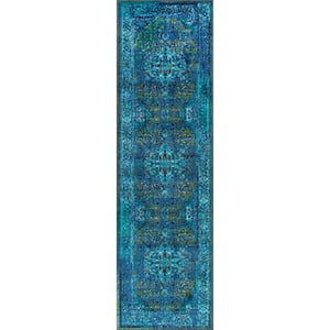 Reiko Vintage Persian Blue 3 ft. x 12 ft. Runner Rug