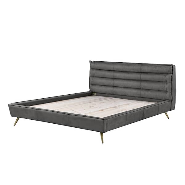 Acme Furniture Doris Gray Metal Frame Queen Panel Bed