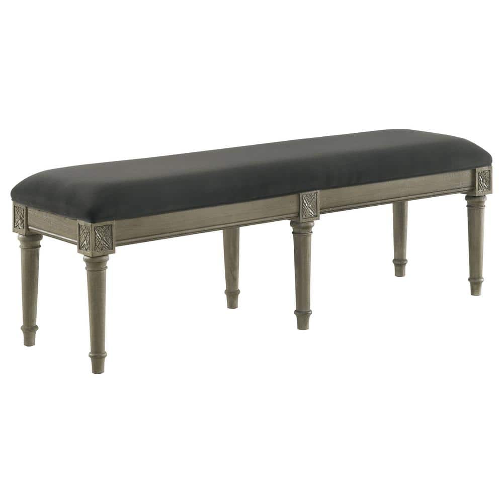 Alderwood Transitional French Grey Upholstered Bench