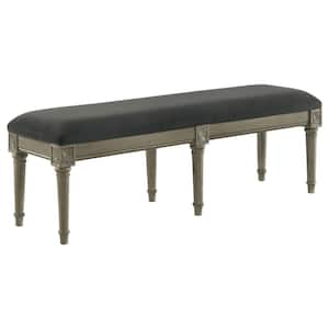 Alderwood French Grey Bench with Padded Seat (19.5 in. H x 56.25 in. W x 16.5 in. D)