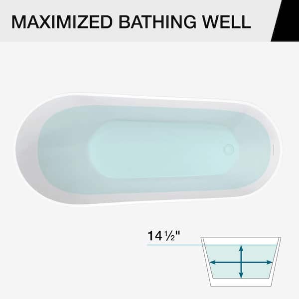 Soca 59 in. x 28 in. Acrylic Non-Whirlpool Freestanding Slipper End Drain Bathtub in White