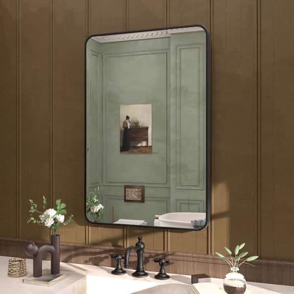 Cozy 24 in. W x 36 in. H Rectangular Framed Wall Bathroom Vanity Mirror in matte Black