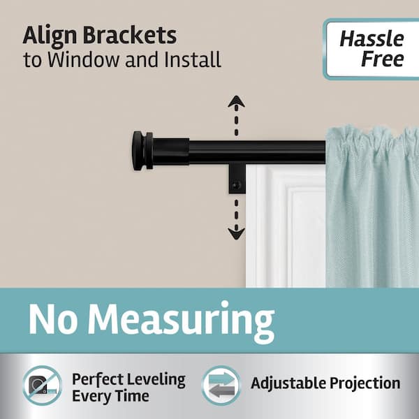 Single Curtain Rod In Black With Finial, How To Adjust Curtain Rod