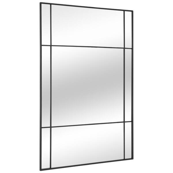 EDGEWOOD 24 in. W x 36 in. H Framed Large Windowpane Silver Wall Mirror