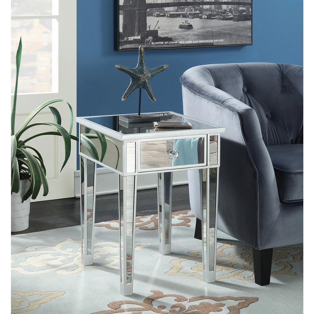 Gold Coast 18" Square Mirrored End Table with Fir Wood Base