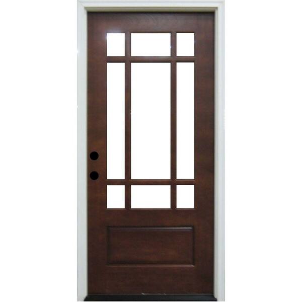 Steves & Sons Praire 9 Lite Prefinished Mahogany Wood Prehung Front Door-DISCONTINUED