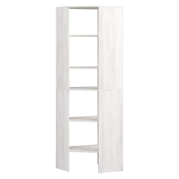 Style+ 25 in. W White Corner Wood Closet Tower