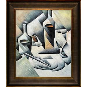 Bottles and Knife by Juan Gris Veine D'Or Bronze Scoop Framed Abstract Oil Painting Art Print 26.5 in. x 30.5 in.