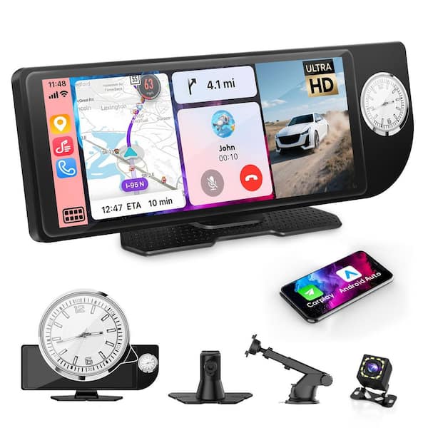 10.26 in HD Touch Screen Car Stereo, with CarPlay, Android Auto, FM radio, White Built-in Clock