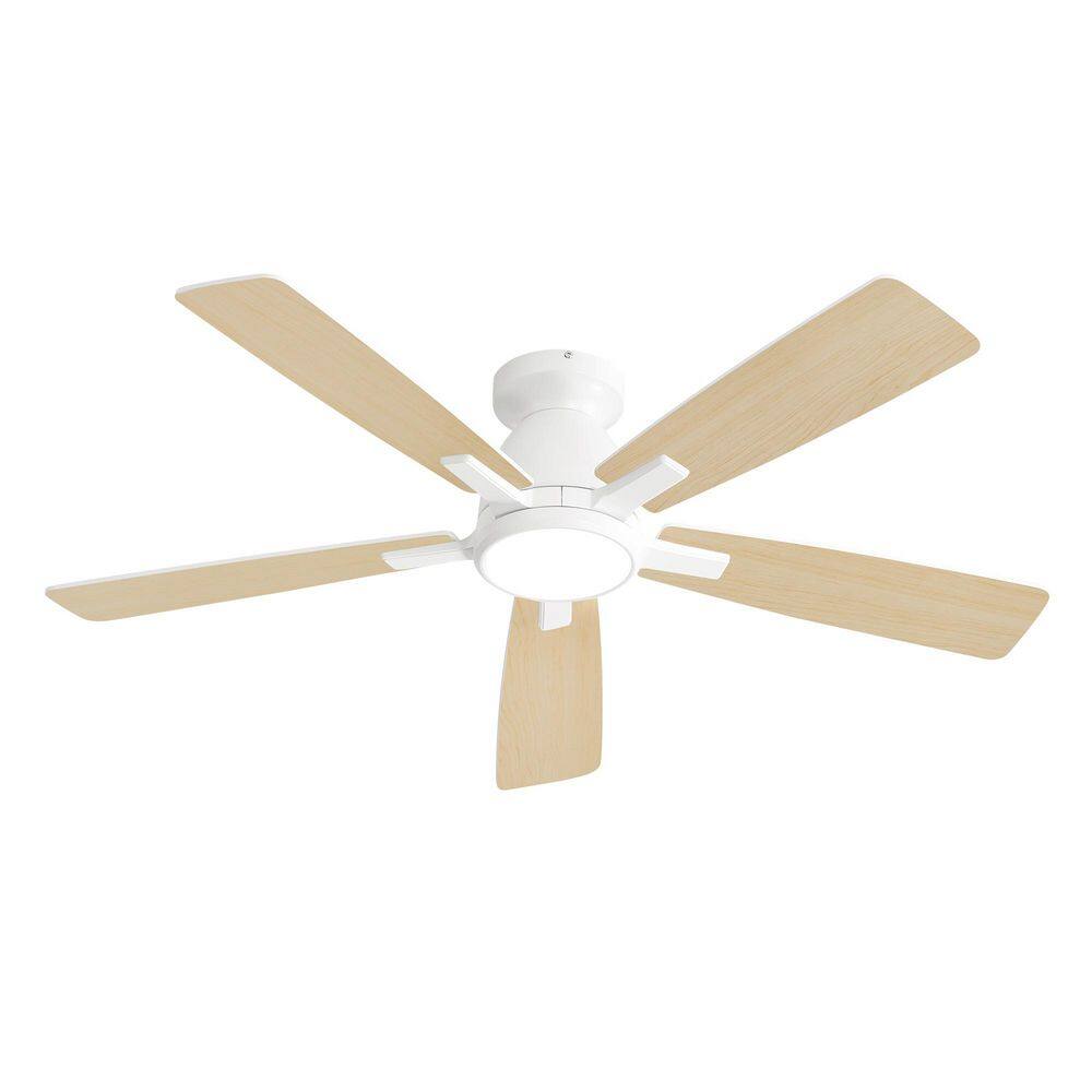 46 in. Smart Indoor/Outdoor White Modern FLush Mount Ceiling Fan with LED Light Kit and Switch/Remote/APP Control price history on PriceWatchPro